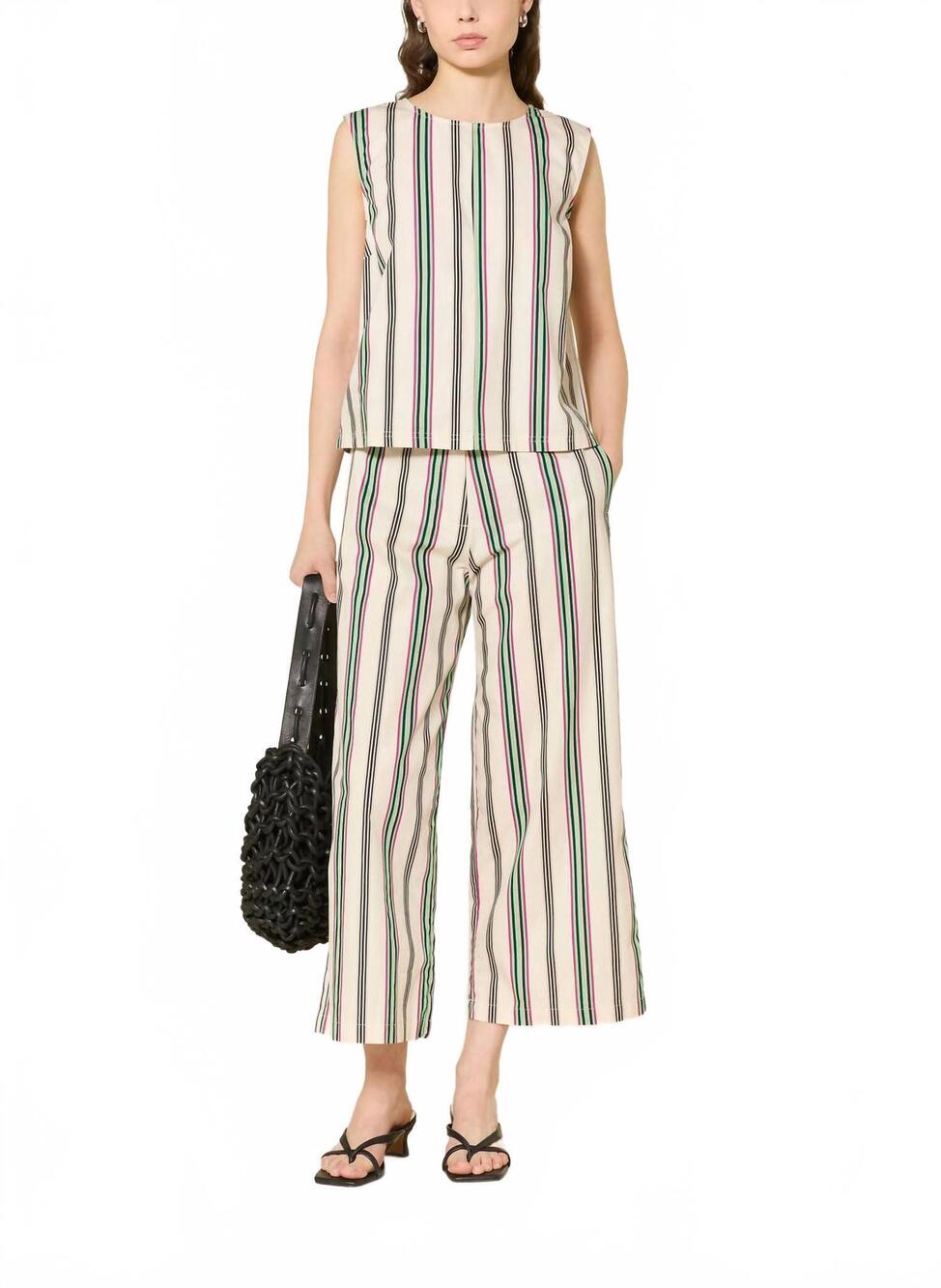 NEW ICHI leanna blouse top in multi stripe